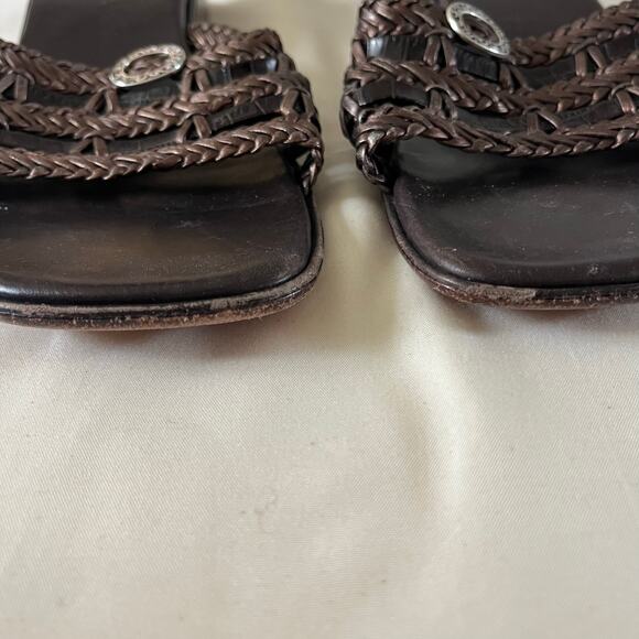 Y2K 2000s Brown Slip On Woven Sandal Sz 7 Boho Forest Fairy Grunge - Picture 5 of 6